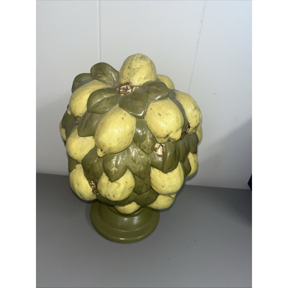 Vtg MCM Handpainted Italian Ceramic Lemon Topiary - 13” Tall x 9" Wide Yellow - Picture 3 of 9